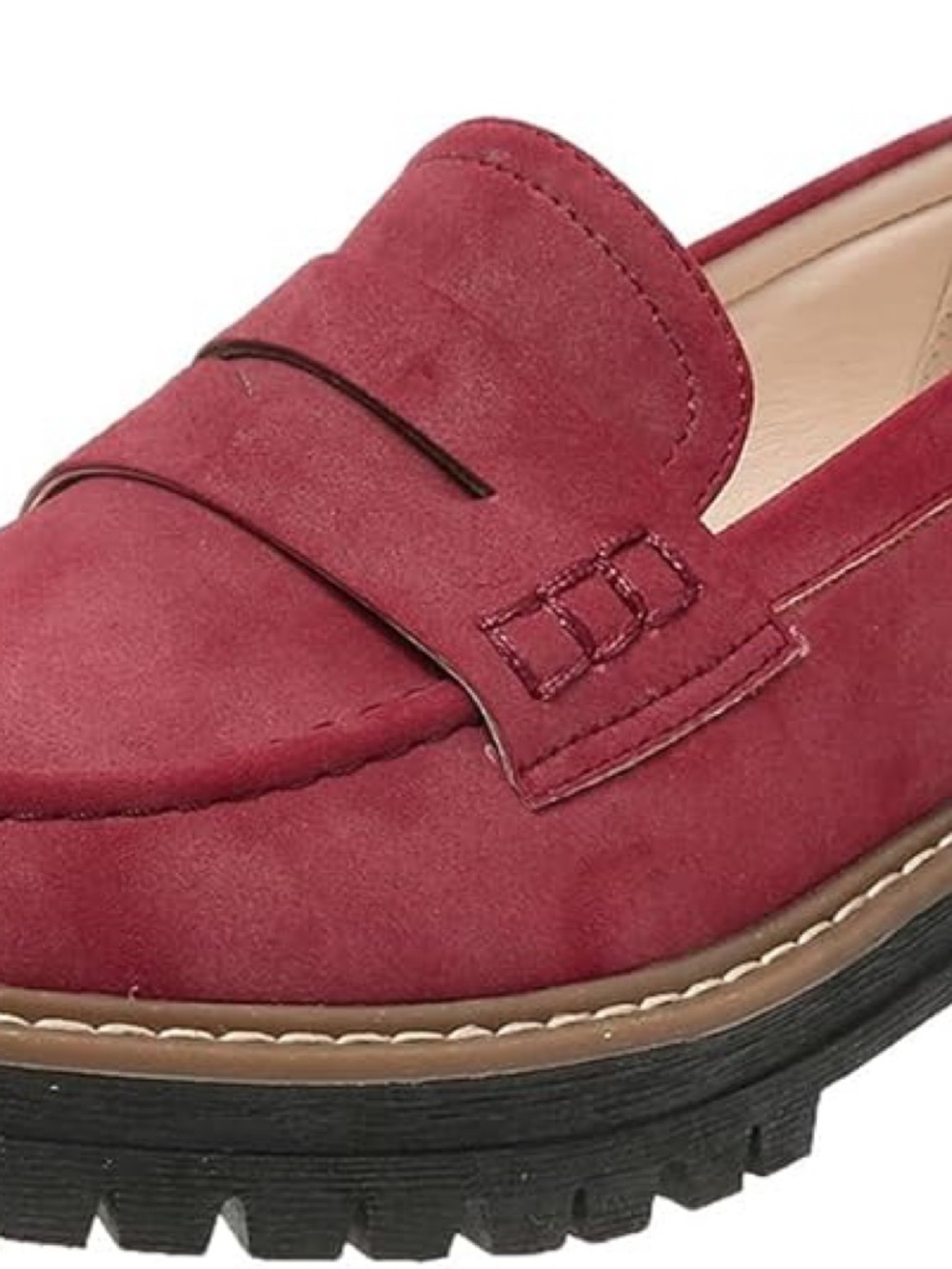 NWOT Red Suede Womens Loafers Shoes Platform Chunky Penny Loafer Lug Sole 8.5 - Picture 5 of 7